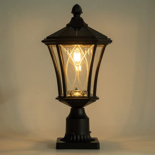 Solar Lamp Post Light with Patterned Glass