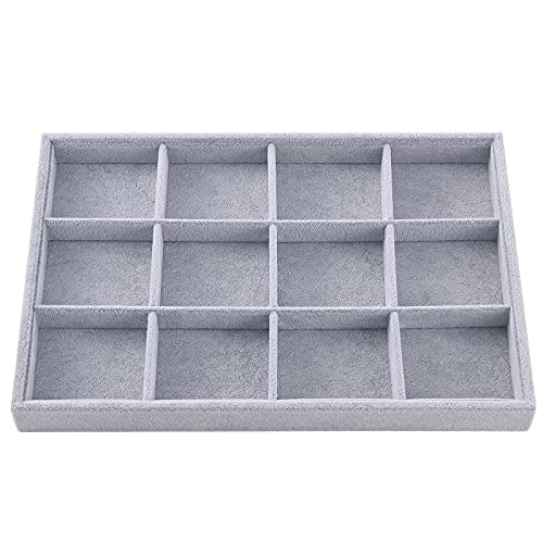 Gray Velvet Jewelry Display Trays (12 Grids)