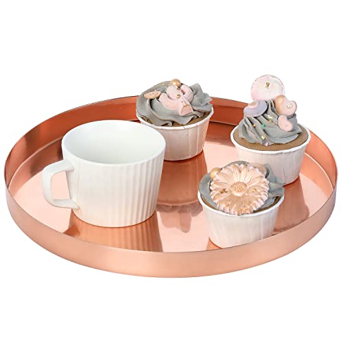 Modern Copper Plated Metal Round Serving Tray