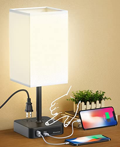 Alimentata Touch Control Bedside Lamp with USB Charging Port