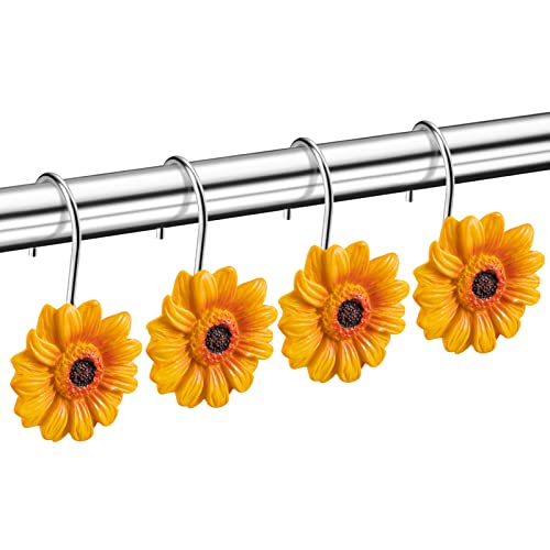 12 Pcs Sunflower Shower Curtain Hooks