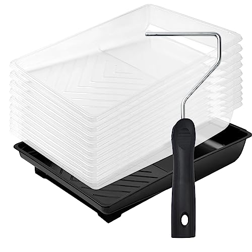 Mister Rui Paint Tray Kit: 12 Pack, 6 Inch with Liners, 4 Inch Roller Frame