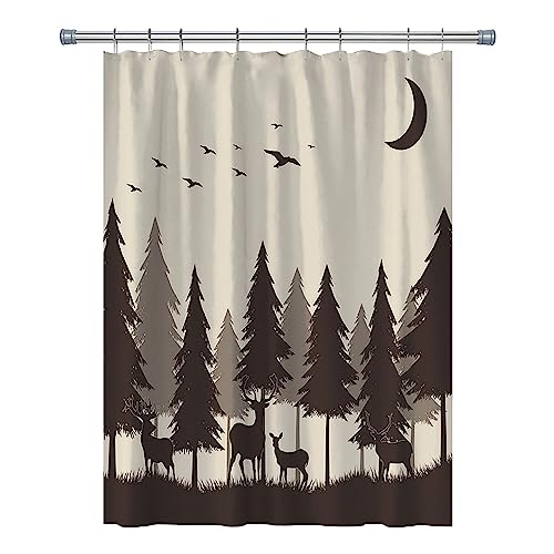 RV Shower Curtains Forest Mountain Happy Camper