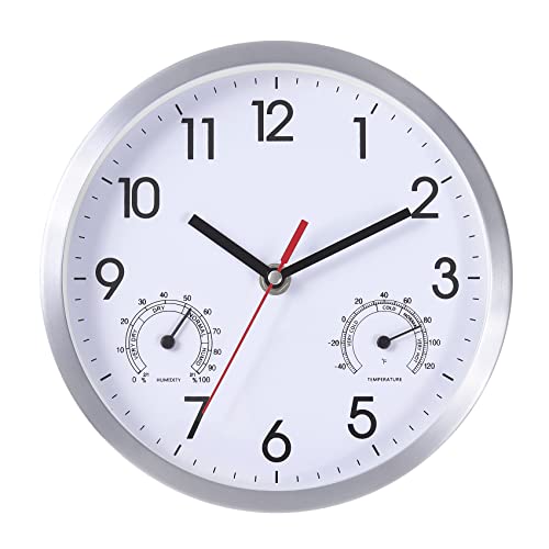 8 Inch Wall Clock with Temperature & Humidity