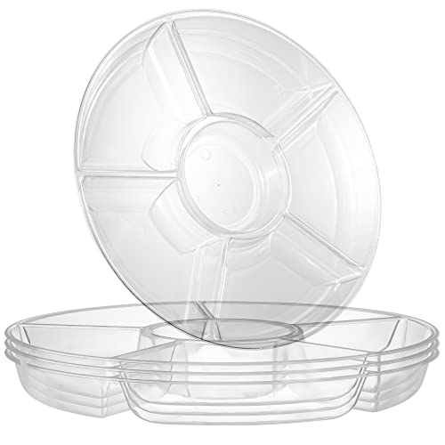 PLASTICPRO 6 Sectional Serving Tray/Platters Clear Pack of 2
