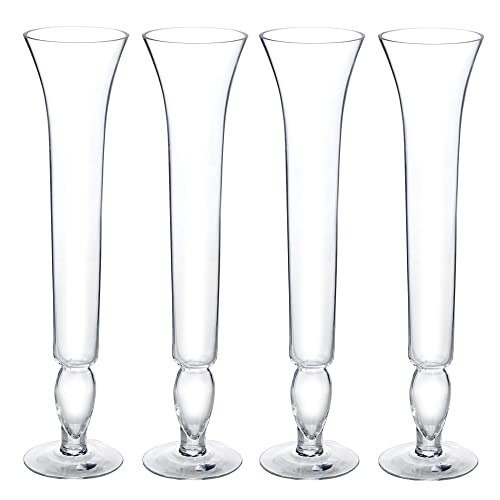 Clear Glass Trumpet Vase | Wedding Centerpiece Decor