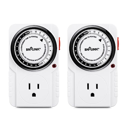 BN-LINK Plug-in Mechanical Timer for Home Appliances (2 Pack)