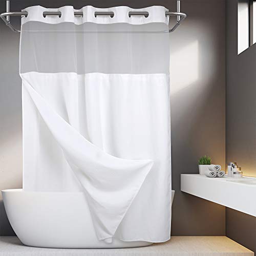 Convenient and Stylish Shower Curtain with Snap-in Liner