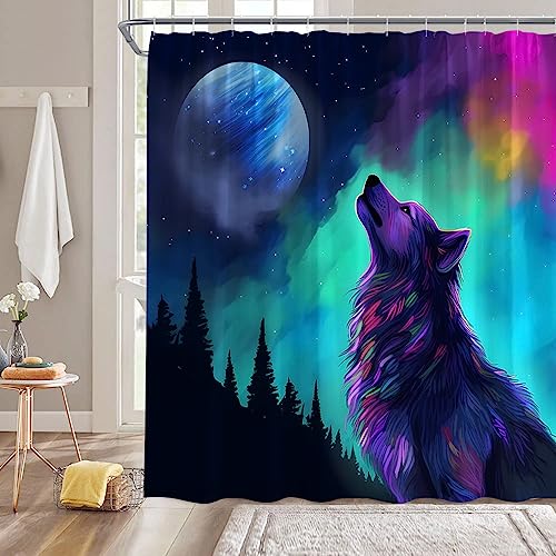 Galaxy Wolf Shower Curtain