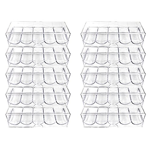 Clear Acrylic Poker Chip Tray with Cover-Set of 10