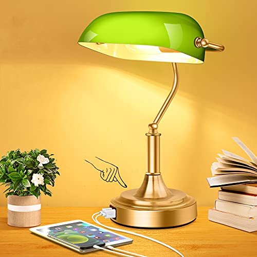 Bankers Lamp with 2 USB Ports
