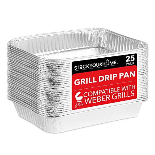 Disposable Aluminum Drip Pans for Weber Grills - 25 Count