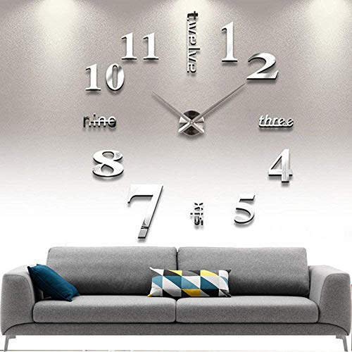 CUGBO DIY Wall Clock - Modern Large 3D Mirror Stickers