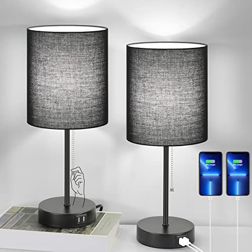 Set of 2 USB Charging Table Lamps