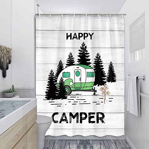 Rustic Shower Curtain for Farmhouse Camping RV Travel Trailers