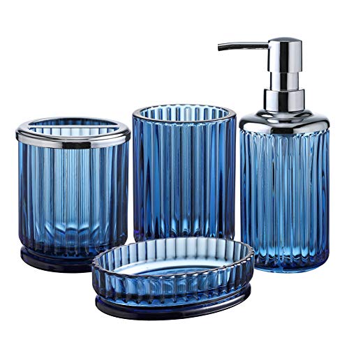 Blue Glass Bathroom Accessories Set