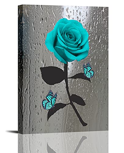 Teal Rose Canvas Wall Art