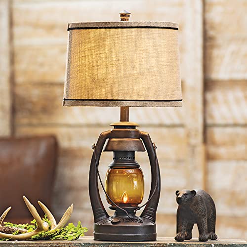 Vintage Lantern Table Lamp - Rustic Cabin Décor