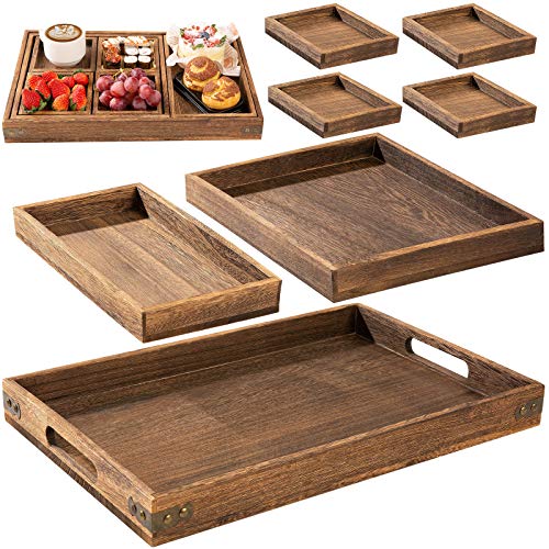 Rustic Wooden Serving Trays with Handle - Stylish and Versatile