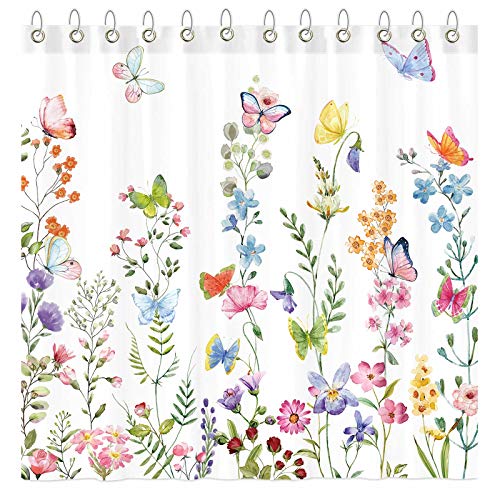 Floral Plant Watercolor Shower Curtain