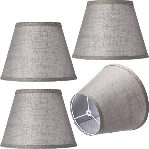4 Natural Linen Lampshade 6 Inch Top x 10 Inch Bottom x 7 Inch Small Lampshades, Gray