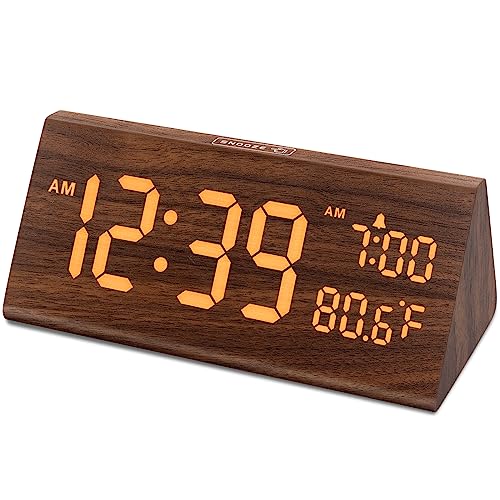 Stylish Wooden Digital Alarm Clock with USB Charging Ports