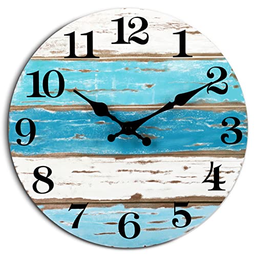 Blue Wall Clocks Battery Operated Silent Non-Ticking