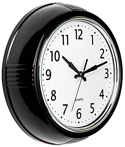 Retro Silent Non Ticking Wall Clock - 9.5 Inch Round