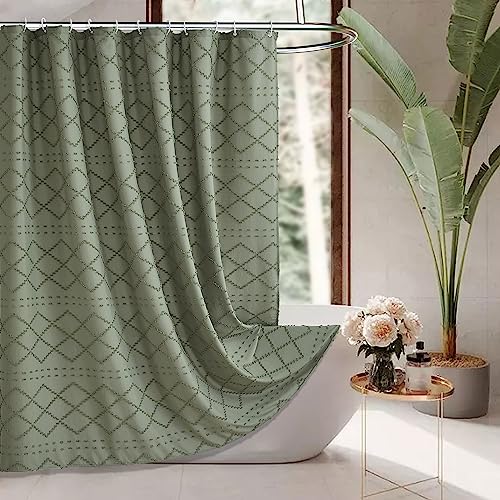 Stylish and Functional Sage Green Boho Shower Curtain