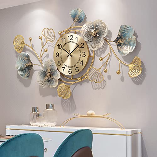 Creative Metal Ginkgo Leaf Design Wall Clock