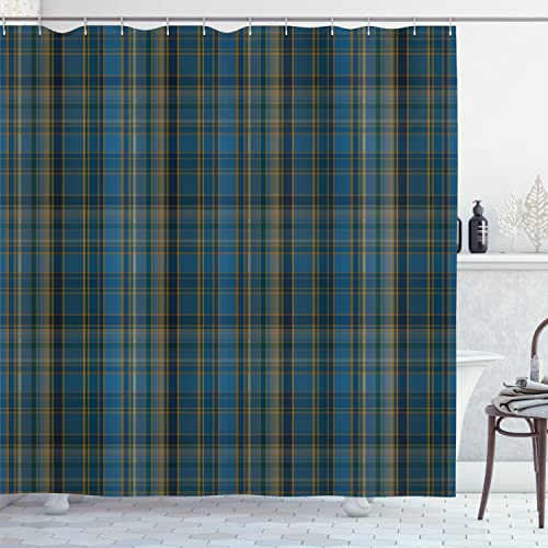 Plaid Shower Curtain with Geometric Design in Bold Colors