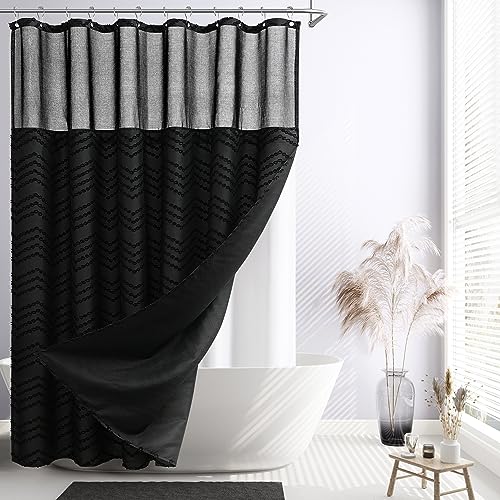 Black Cloth Shower Curtain Set