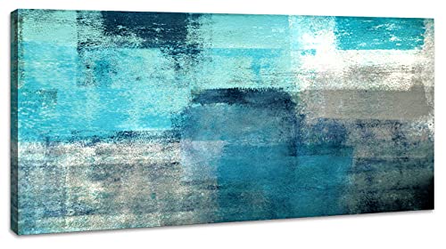 Turquoise and Grey Abstract Painting