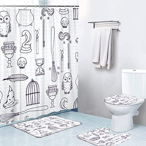 LOKMU Shower Curtain Sets with Non-Slip Rugs and More
