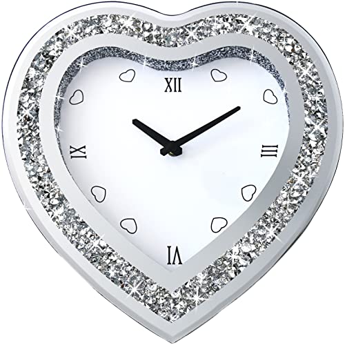 XIHACTY Heart-Shaped Mirror Wall Clock