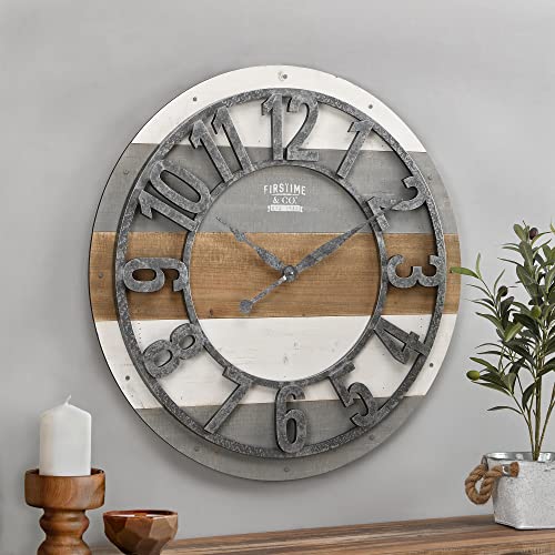 Vintage Multicolor Shabby Planks Wall Clock