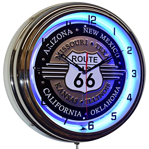 Route 66 Neon Wall Clock