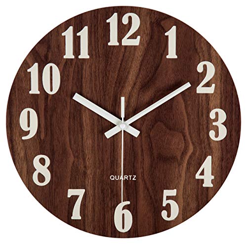 Rustic Night Light Wooden Wall Clock - Vintage Style