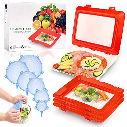  MOJUN Food preservation tray, Stackable and Reusable