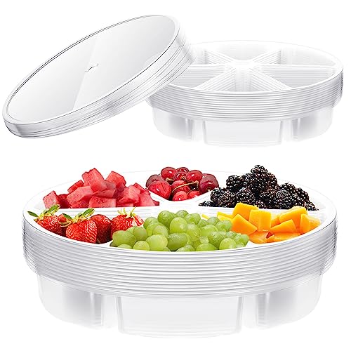 6 Sectional Plastic Appetizer Tray with Lid