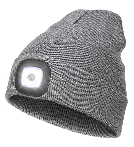 LED Beanie with Light - USB Rechargeable Hands Free Headlamp Cap