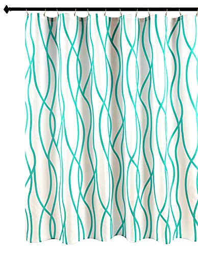 Turquoise Dancing Printed Bathroom Curtains