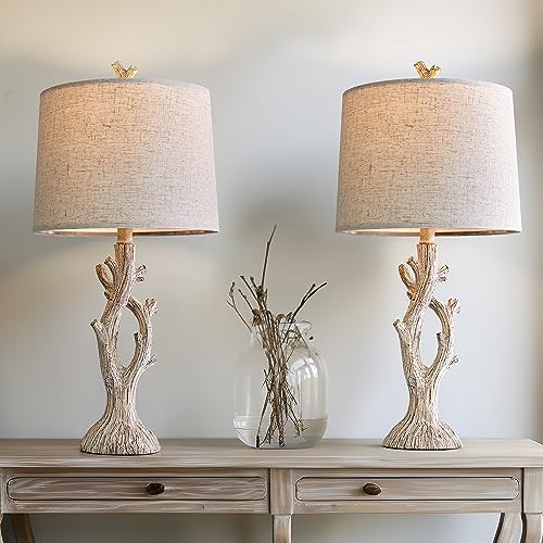 Vintage Farmhouse Table Lamp Set: OYEARS 26.25" - Stylish, Convenient, and Elegant