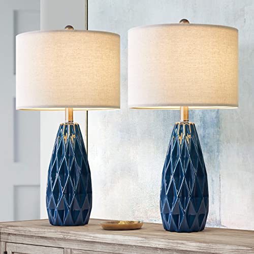 Blue Ceramic Table Lamp Set of 2