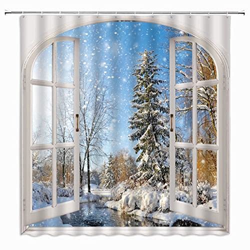 Winter Snow Scene Shower Curtain