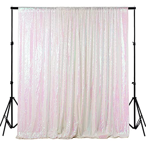 Iridescent White Sequin Backdrop Curtain 5FTx7FT