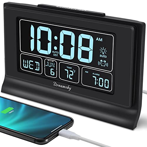 Digital Alarm Clock with USB Charging Ports