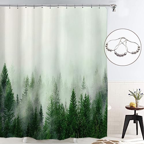 Green Misty Forest Shower Curtain