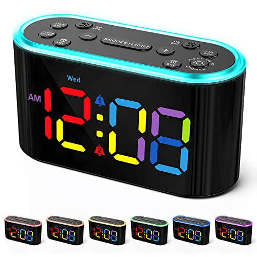 Odokee Colorful Alarm Clock for Kids Bedroom