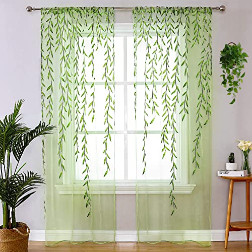BROSHAN Green Sheer Window Curtain